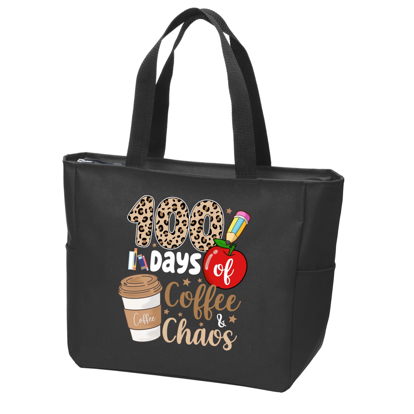 100 Days Of Coffee And Chaos Teacher Zip Tote Bag