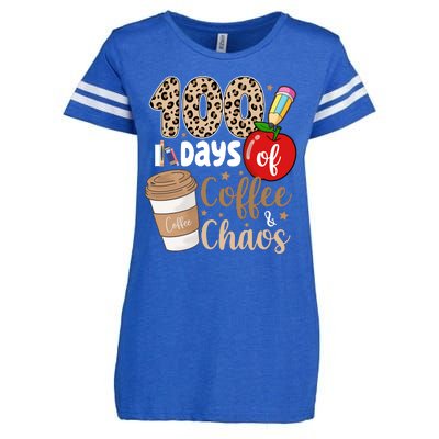 100 Days Of Coffee And Chaos Teacher Enza Ladies Jersey Football T-Shirt