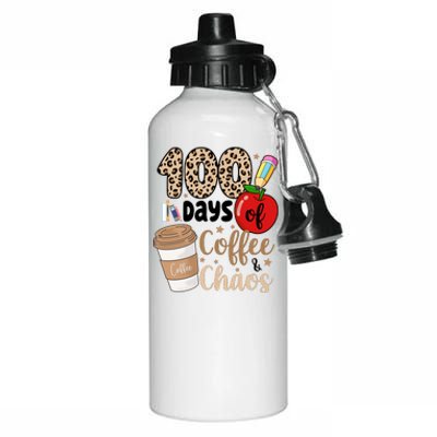 100 Days Of Coffee And Chaos Teacher Aluminum Water Bottle 