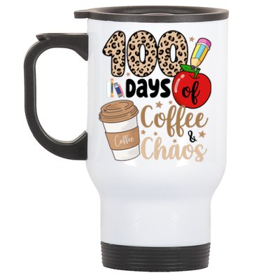 100 Days Of Coffee And Chaos Teacher Stainless Steel Travel Mug