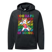 100 Days Of School Unicorn 100 Days Smarter 100th Day Performance Fleece Hoodie