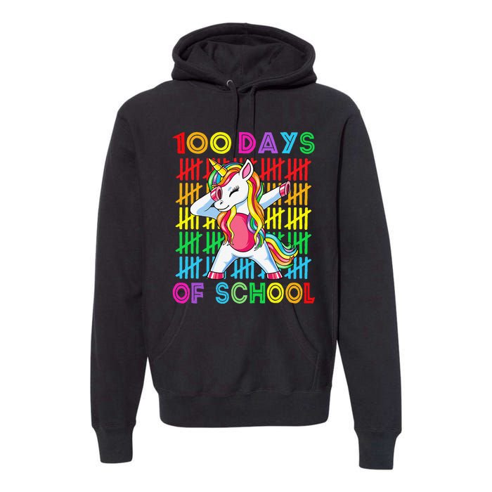 100 Days Of School Unicorn 100 Days Smarter 100th Day Premium Hoodie