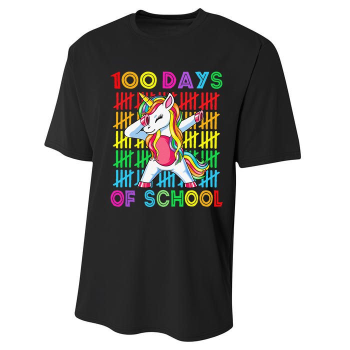 100 Days Of School Unicorn 100 Days Smarter 100th Day Performance Sprint T-Shirt