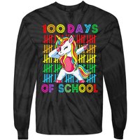 100 Days Of School Unicorn 100 Days Smarter 100th Day Tie-Dye Long Sleeve Shirt