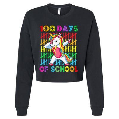 100 Days Of School Unicorn 100 Days Smarter 100th Day Cropped Pullover Crew