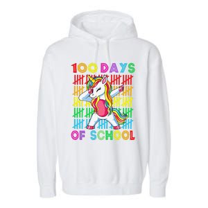 100 Days Of School Unicorn 100 Days Smarter 100th Day Garment-Dyed Fleece Hoodie