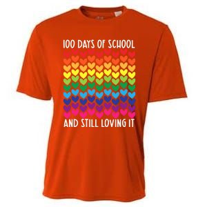 100 Days Of School And Still Loving It Heart Happy 100th Day Gift Cooling Performance Crew T-Shirt