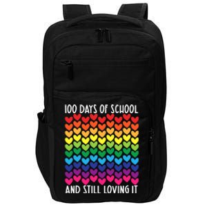 100 Days Of School And Still Loving It Heart Happy 100th Day Gift Impact Tech Backpack