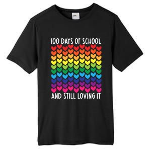 100 Days Of School And Still Loving It Heart Happy 100th Day Gift Tall Fusion ChromaSoft Performance T-Shirt