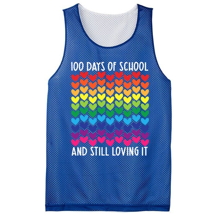 100 Days Of School And Still Loving It Heart Happy 100th Day Gift Mesh Reversible Basketball Jersey Tank