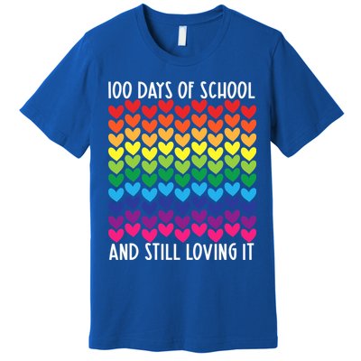 100 Days Of School And Still Loving It Heart Happy 100th Day Gift Premium T-Shirt