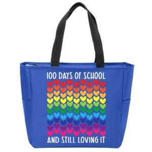 100 Days Of School And Still Loving It Heart Happy 100th Day Gift Zip Tote Bag