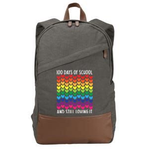 100 Days Of School And Still Loving It Heart Happy 100th Day Gift Cotton Canvas Backpack