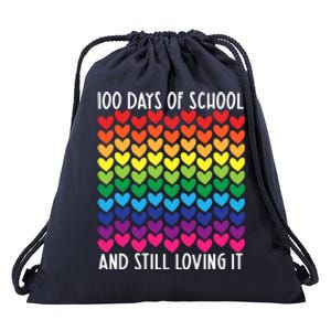 100 Days Of School And Still Loving It Heart Happy 100th Day Gift Drawstring Bag