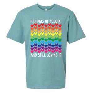 100 Days Of School And Still Loving It Heart Happy 100th Day Gift Sueded Cloud Jersey T-Shirt