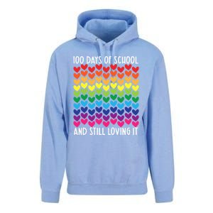 100 Days Of School And Still Loving It Heart Happy 100th Day Gift Unisex Surf Hoodie