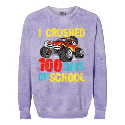 100 Days Of School For Monster Truck Colorblast Crewneck Sweatshirt