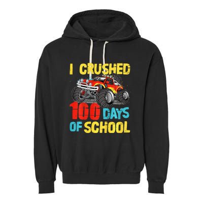 100 Days Of School For Monster Truck Garment-Dyed Fleece Hoodie