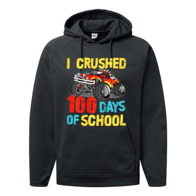 100 Days Of School For Monster Truck Performance Fleece Hoodie