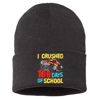 100 Days Of School For Monster Truck Sustainable Knit Beanie