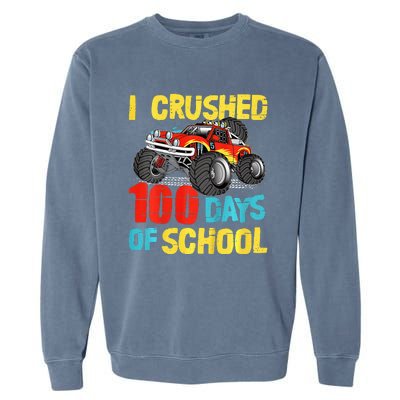 100 Days Of School For Monster Truck Garment-Dyed Sweatshirt