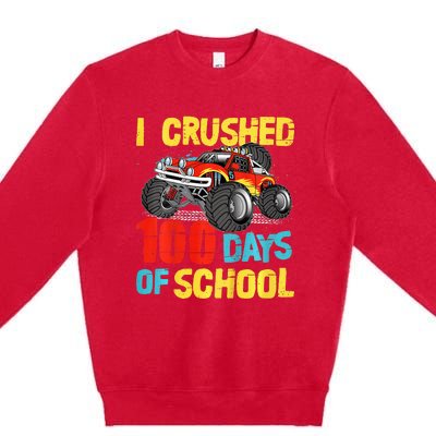 100 Days Of School For Monster Truck Premium Crewneck Sweatshirt