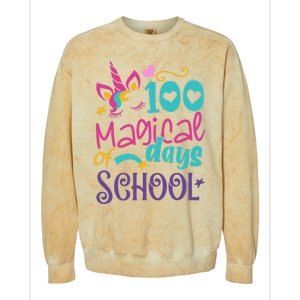 100th Day Of School Unicorn 100 Magical Days Teacher Girls Colorblast Crewneck Sweatshirt