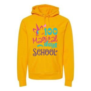 100th Day Of School Unicorn 100 Magical Days Teacher Girls Premium Hoodie