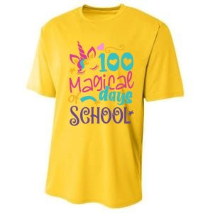 100th Day Of School Unicorn 100 Magical Days Teacher Girls Performance Sprint T-Shirt