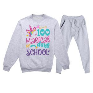 100th Day Of School Unicorn 100 Magical Days Teacher Girls Premium Crewneck Sweatsuit Set