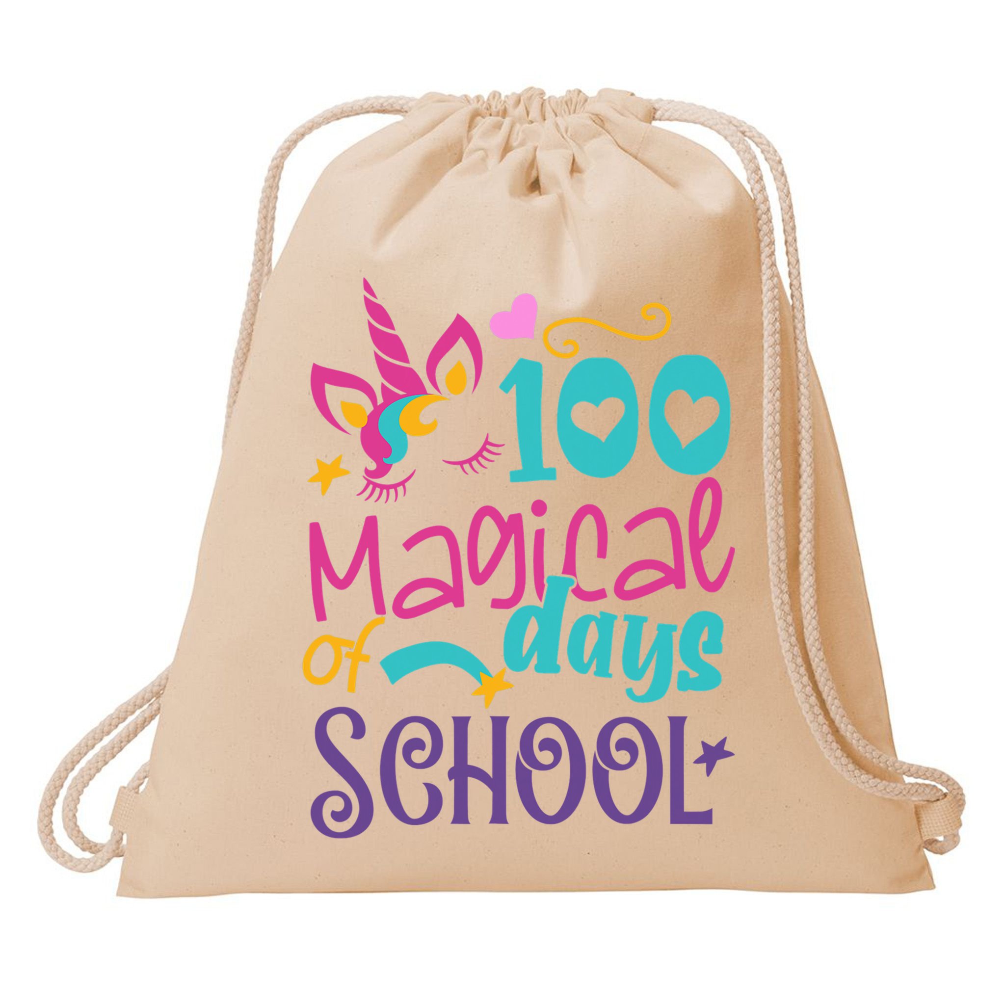 100th Day Of School Unicorn 100 Magical Days Teacher Girls Drawstring Bag