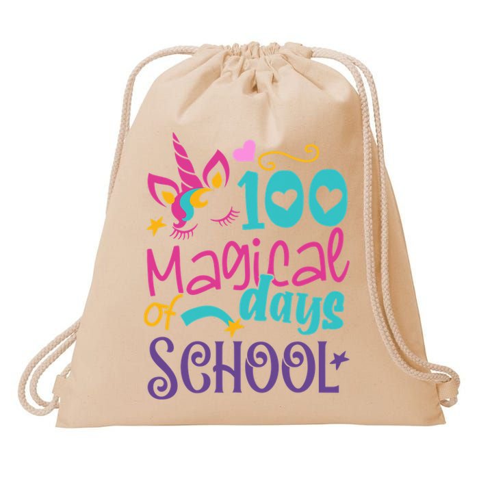 100th Day Of School Unicorn 100 Magical Days Teacher Girls Drawstring Bag
