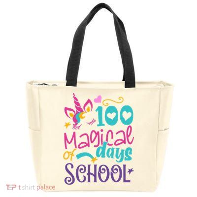 100th Day Of School Unicorn 100 Magical Days Teacher Girls Zip Tote Bag