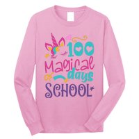 100th Day Of School Unicorn 100 Magical Days Teacher Girls Long Sleeve Shirt