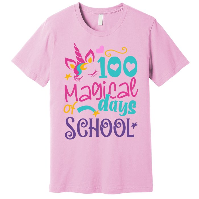 100th Day Of School Unicorn 100 Magical Days Teacher Girls Premium T-Shirt