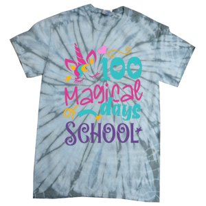 100th Day Of School Unicorn 100 Magical Days Teacher Girls Tie-Dye T-Shirt