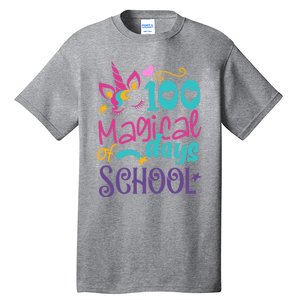 100th Day Of School Unicorn 100 Magical Days Teacher Girls Tall T-Shirt