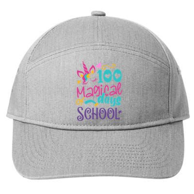 100th Day Of School Unicorn 100 Magical Days Teacher Girls 7-Panel Snapback Hat