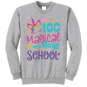 100th Day Of School Unicorn 100 Magical Days Teacher Girls Tall Sweatshirt