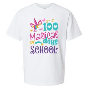 100th Day Of School Unicorn 100 Magical Days Teacher Girls Sueded Cloud Jersey T-Shirt