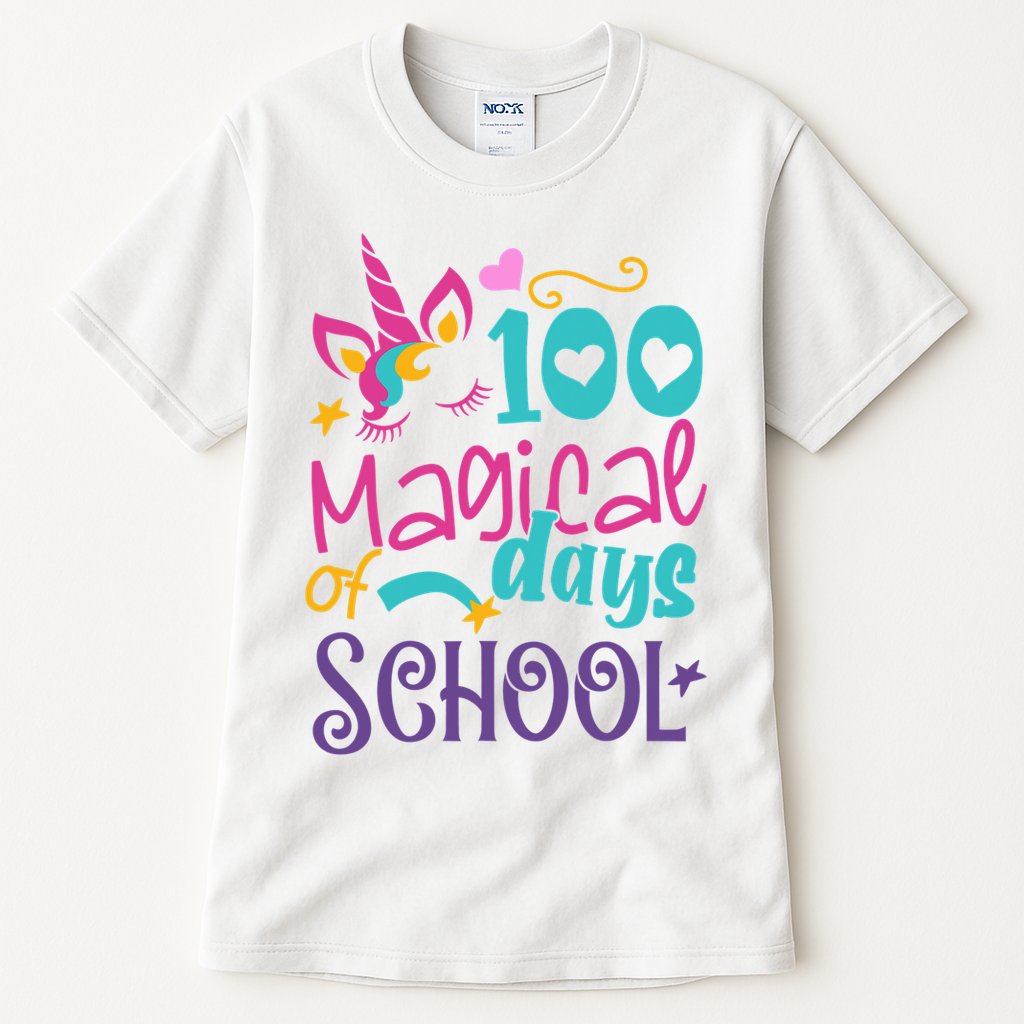 100th Day Of School Unicorn 100 Magical Days Teacher Girls Tall T-Shirt