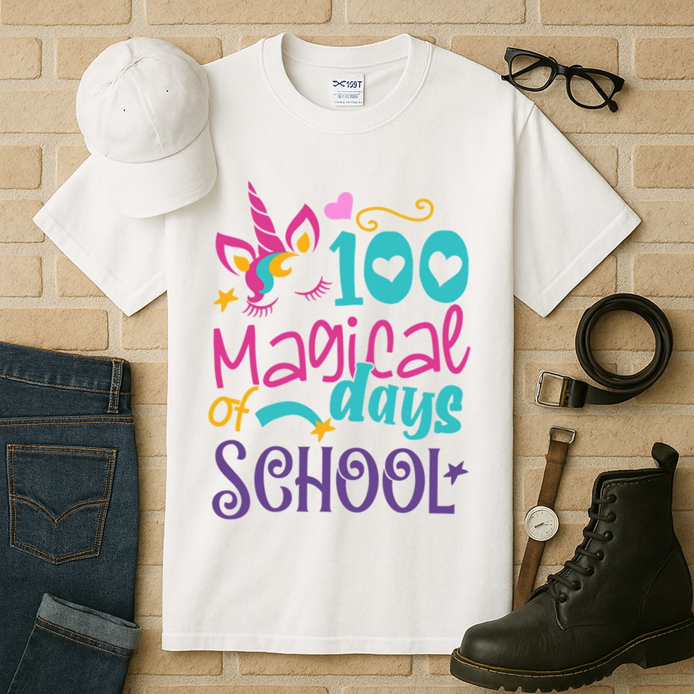 100th Day Of School Unicorn 100 Magical Days Teacher Girls Tall T-Shirt