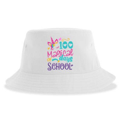 100th Day Of School Unicorn 100 Magical Days Teacher Girls Sustainable Bucket Hat