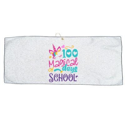 100th Day Of School Unicorn 100 Magical Days Teacher Girls Large Microfiber Waffle Golf Towel
