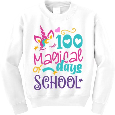 100th Day Of School Unicorn 100 Magical Days Teacher Girls Kids Sweatshirt