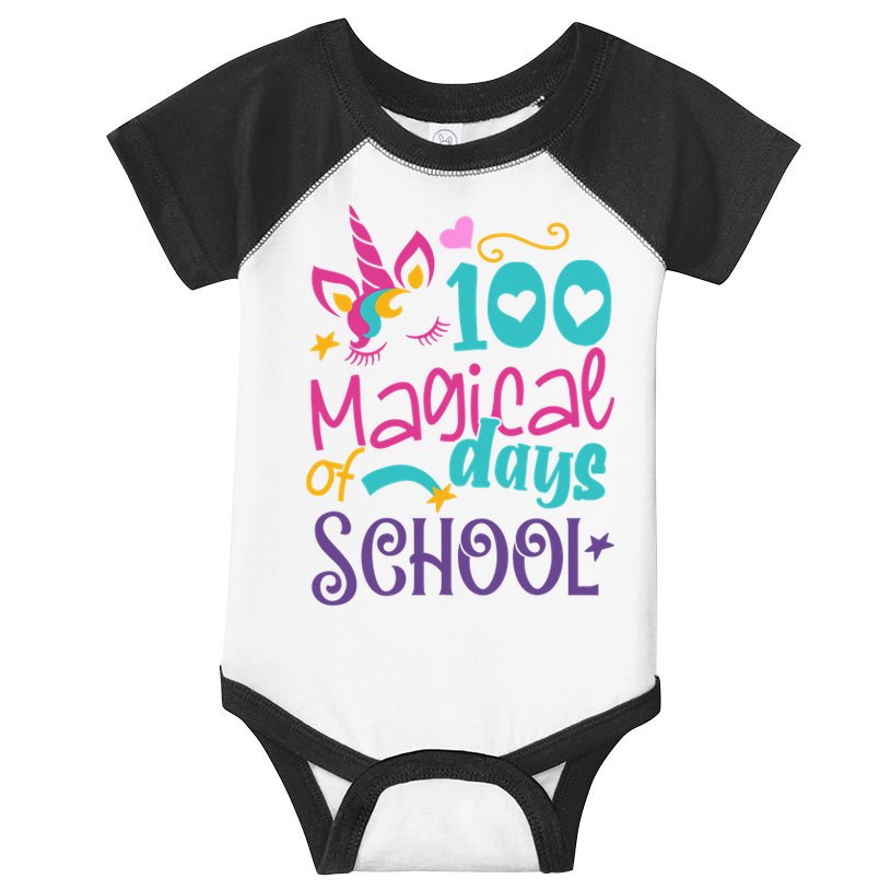 100th Day Of School Unicorn 100 Magical Days Teacher Girls Infant Baby Jersey Bodysuit