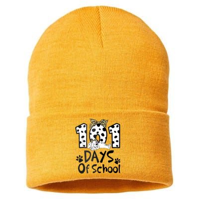 100th Day Of School 101 Days Smarter Funny Dalmatian Sustainable Knit Beanie