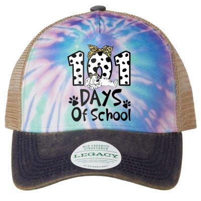 100th Day Of School 101 Days Smarter Funny Dalmatian Legacy Tie Dye Trucker Hat