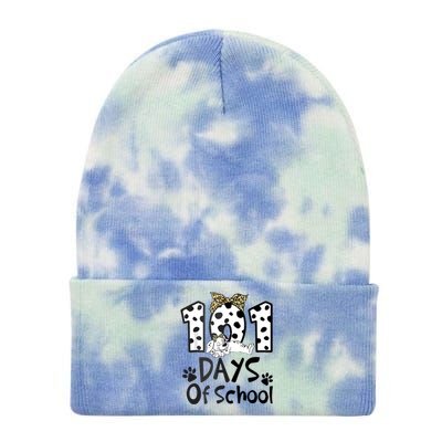 100th Day Of School 101 Days Smarter Funny Dalmatian Tie Dye 12in Knit Beanie