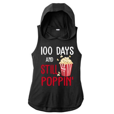 100 Days Of School And Still Poppin Ladies PosiCharge Tri-Blend Wicking Draft Hoodie Tank